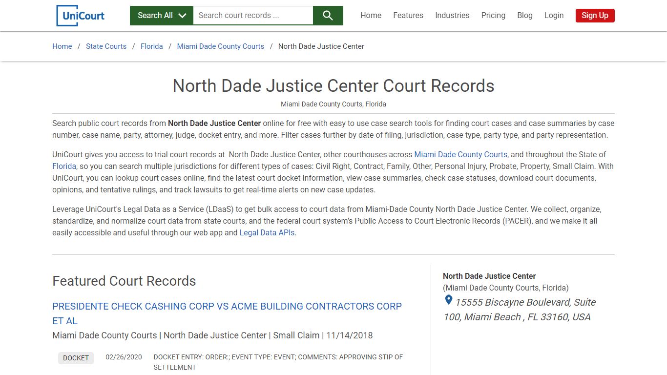 North Dade Justice Center Court Records | Miami-Dade | UniCourt